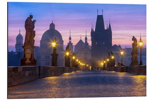 Aluminium print Charles Bridge at Dawn, Prague