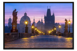 Gerahmter Kunstdruck Karlsbrücke im Morgengrauen, Prag
