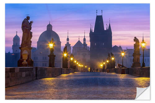 Sticker mural Charles Bridge at Dawn, Prague