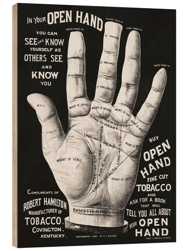Quadro de madeira Open Hand, Palm Reading