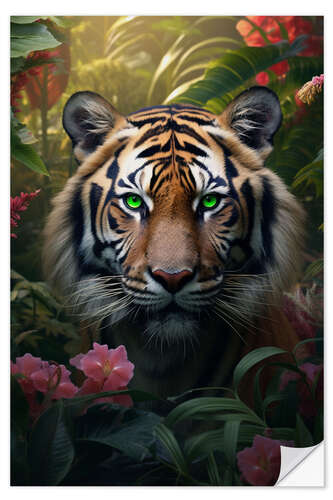 Selvklebende plakat Green Eyed Tiger