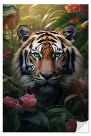 Selvklebende plakat Green Eyed Tiger