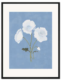 Gerahmter Kunstdruck White on Blue