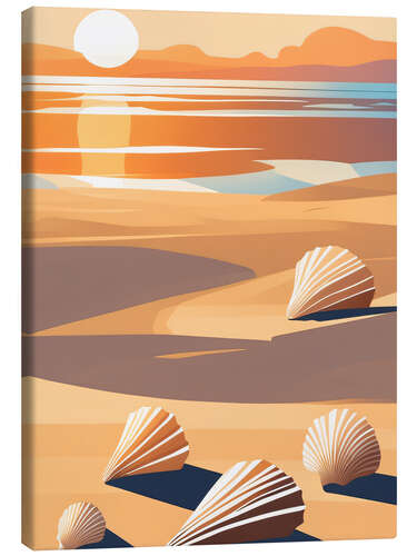 Canvas print Abstract Seashells In Beach Sunset