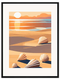 Gerahmter Kunstdruck Abstrakte Muscheln am Strand