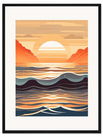 Gerahmter Kunstdruck Sunset Ocean Waves