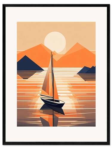 Gerahmter Kunstdruck Segelboot-Geometrie