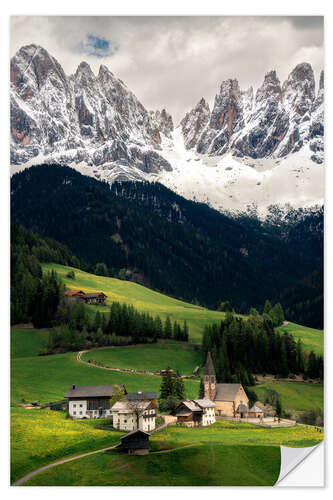 Selvklebende plakat Villnöß, Dolomites