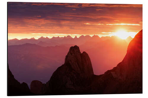 Aluminium print Sunrise in the Alpstein