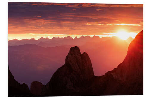 Foam board print Sunrise in the Alpstein