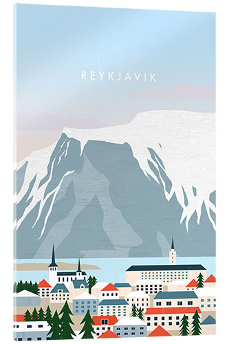 Acrylglasbild Reykjavik Reiseplakat