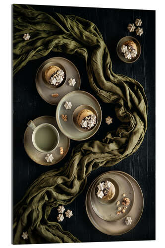 Quadro em plexi-alumínio Matcha Muffins with Meringues