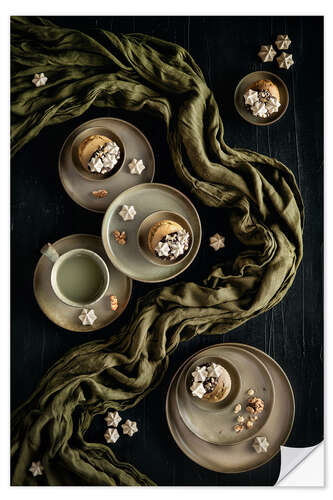 Selvklebende plakat Matcha Muffins with Meringues