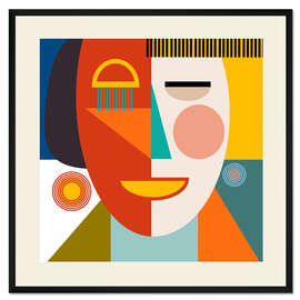 Gerahmter Kunstdruck Gesicht und Streifen