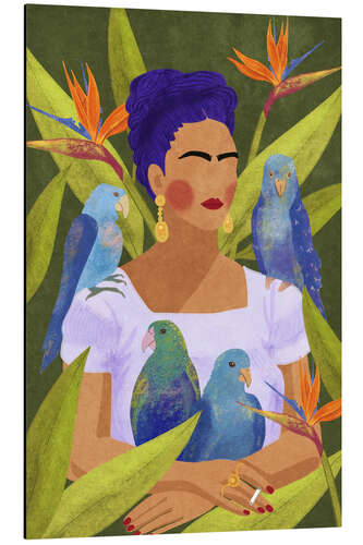 Aluminiumtavla Frida and Parrots