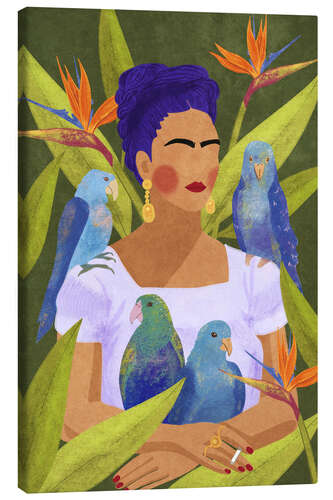 Lærredsbillede Frida and Parrots