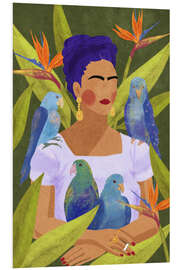 Foam board print Frida and Parrots