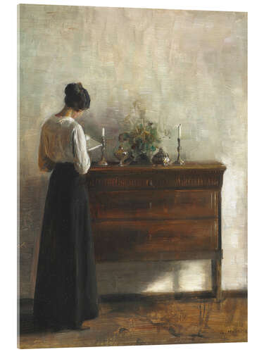 Acrylic print Portrait of a Woman Reading by a Dresser