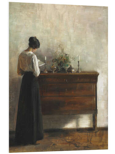 Tableau en PVC Portrait of a Woman Reading by a Dresser