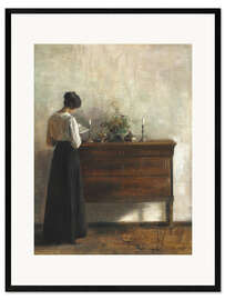 Impression artistique encadrée Portrait of a Woman Reading by a Dresser