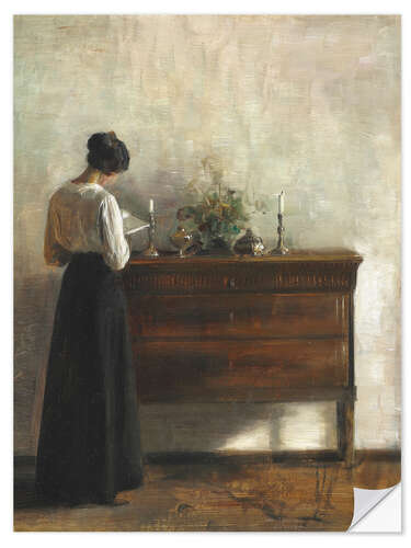 Selvklebende plakat Portrait of a Woman Reading by a Dresser