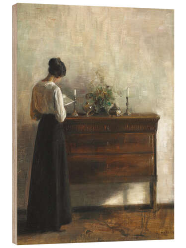 Wood print Portrait of a Woman Reading by a Dresser