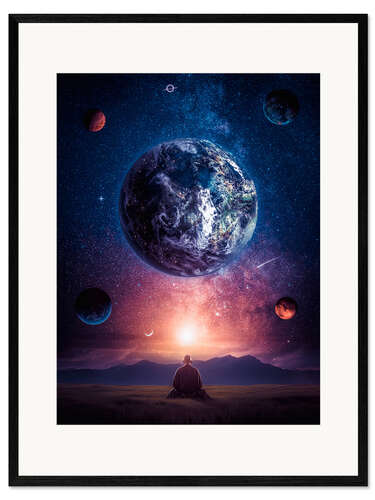 Gerahmter Kunstdruck Meditation im Universum