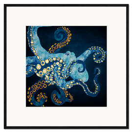 Kunsttryk i ramme Blue Octopus