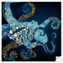 Selvklebende plakat Blue Octopus