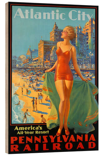 Wood print Travel to Atlantic City via Pennsylvania Railroad