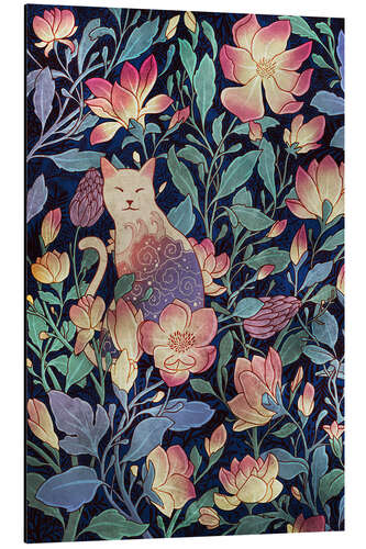 Aluminium print Cat and Magnolia