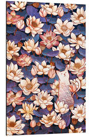 Magnettafel Weiße Katze und Lotusblumen