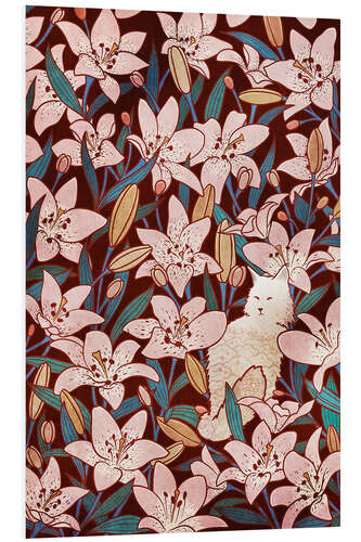 Stampa su PVC Cat and Lilies