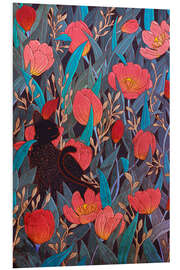 Foam board print Black Cat and Tulips