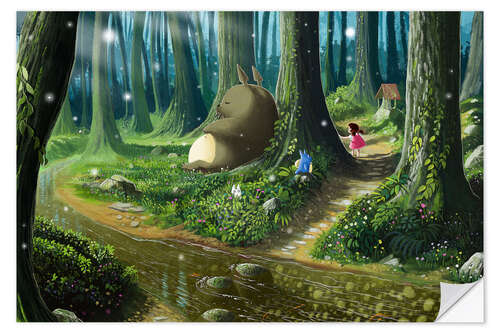 Selvklebende plakat Totoro's Magical Forest