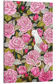 Magnettafel Katze und Rosen