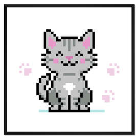 Gerahmter Kunstdruck Süße Gepixelte Katze I