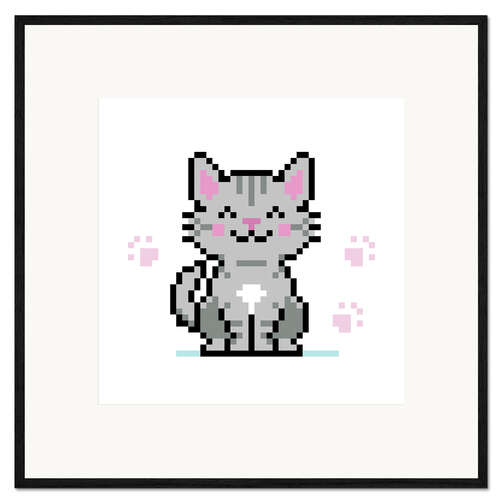 Kehystetty taidepainatus Cute pixelated cat I
