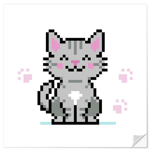 Sticker mural Cute pixelated cat I