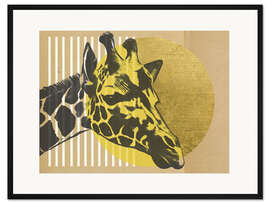 Gerahmter Kunstdruck Gold-geometrische Giraffe II