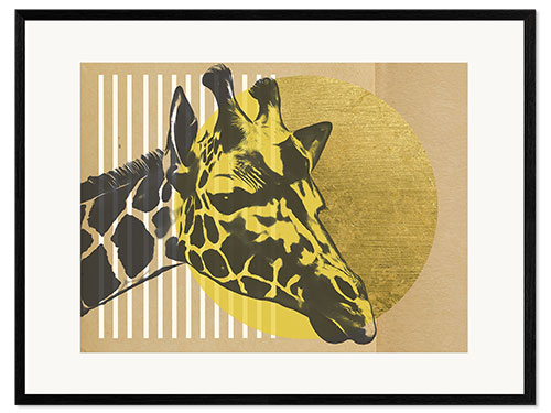 Ingelijste kunstdruk Gold Geometric Giraffe II