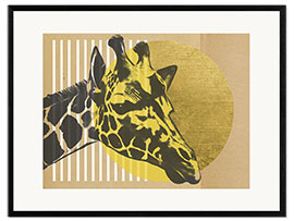 Plakat artystyczny premium w ramie Gold Geometric Giraffe II