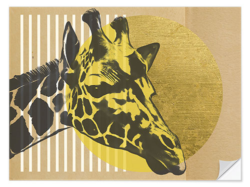 Vinilo para la pared Gold Geometric Giraffe II