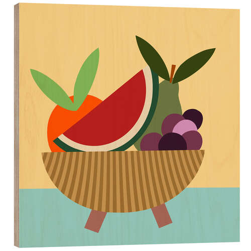 Wood print Graphic Fruit Bowl I