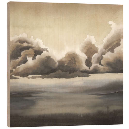 Wood print Sepia Sea Fret