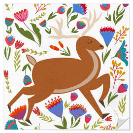 Vinilo para la pared Floral Deer