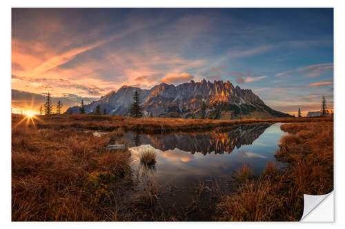 Selvklebende plakat Hochkönig in Front of a Mountain Lake