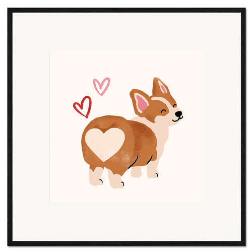 Gerahmter Kunstdruck Herziger Corgi
