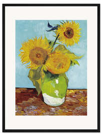 Gerahmter Kunstdruck Drei Sonnenblumen