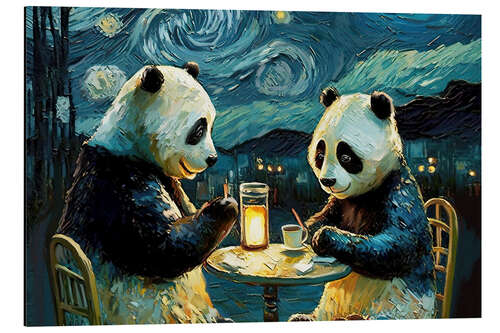 Aluminium print Cafe Terrace at Night with Pandas I